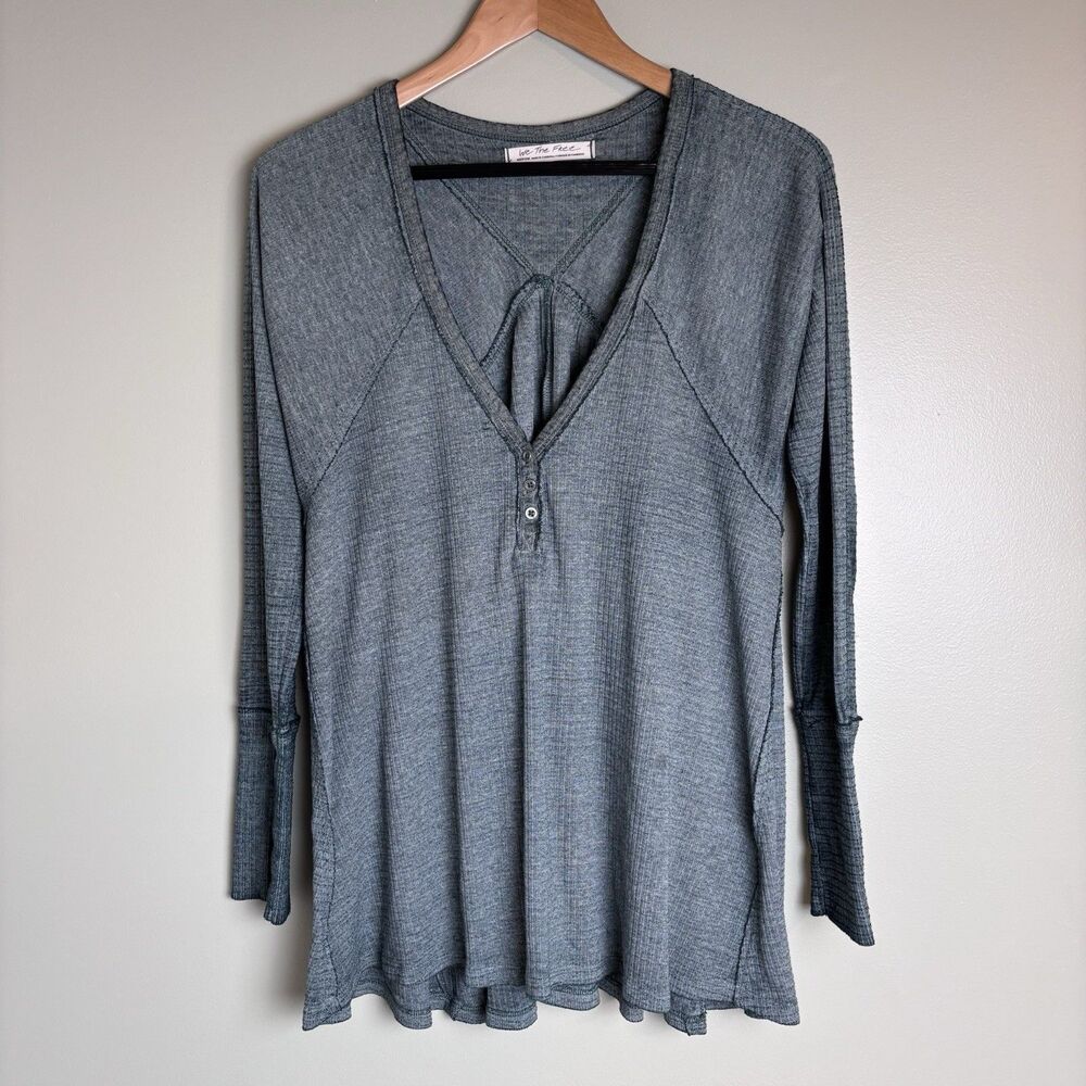 We the Free Henley Top Shirt Textured Women’s M Tunic Boho Lagenlook Nomad